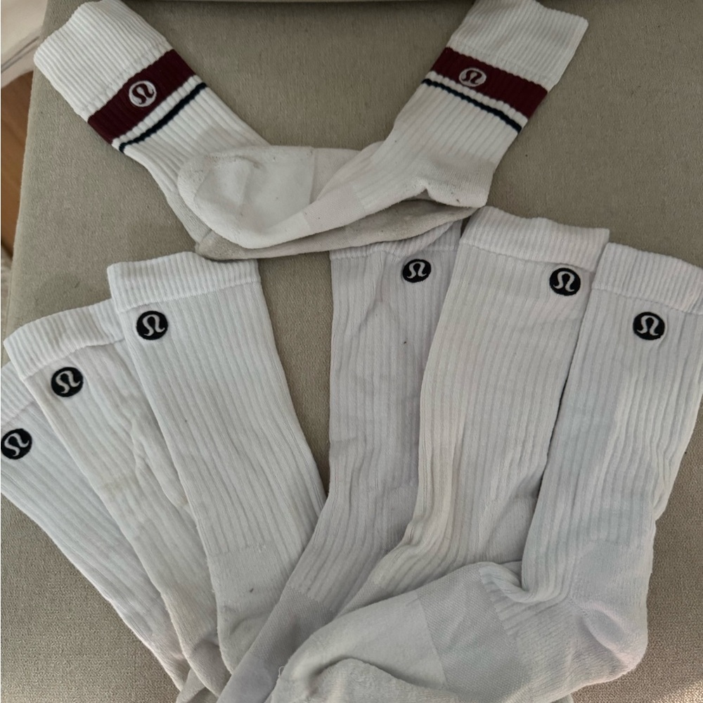 lululemon athletica White and Red Crew Socks